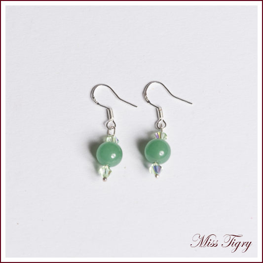 Boucles d'oreilles jade et argent 925 - Pierres fines gemme