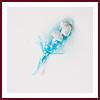 Lot de 5 boutonnières invités mariage roses blanches et organza turquoise plumetis blanc