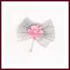 Lot de 10 boutonnières invités mariage gris perle fleur rose