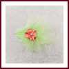 Lot de 10 boutonnières invités mariage plume vert anis et fleur satin rose