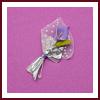 Lot de 5 boutonnières invités mariage tulle blanc cala mauve lilas et ruban argent