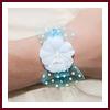 Bracelet turquoise fleur blanche satin et organza