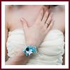 Bracelet organza turquoise et rose satin chocolat