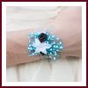 Bracelet organza turquoise et rose satin chocolat